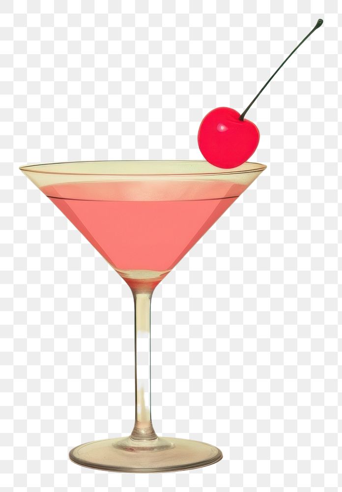PNG Cocktail with cherry decorate martini drink cosmopolitan. AI generated Image by rawpixel.