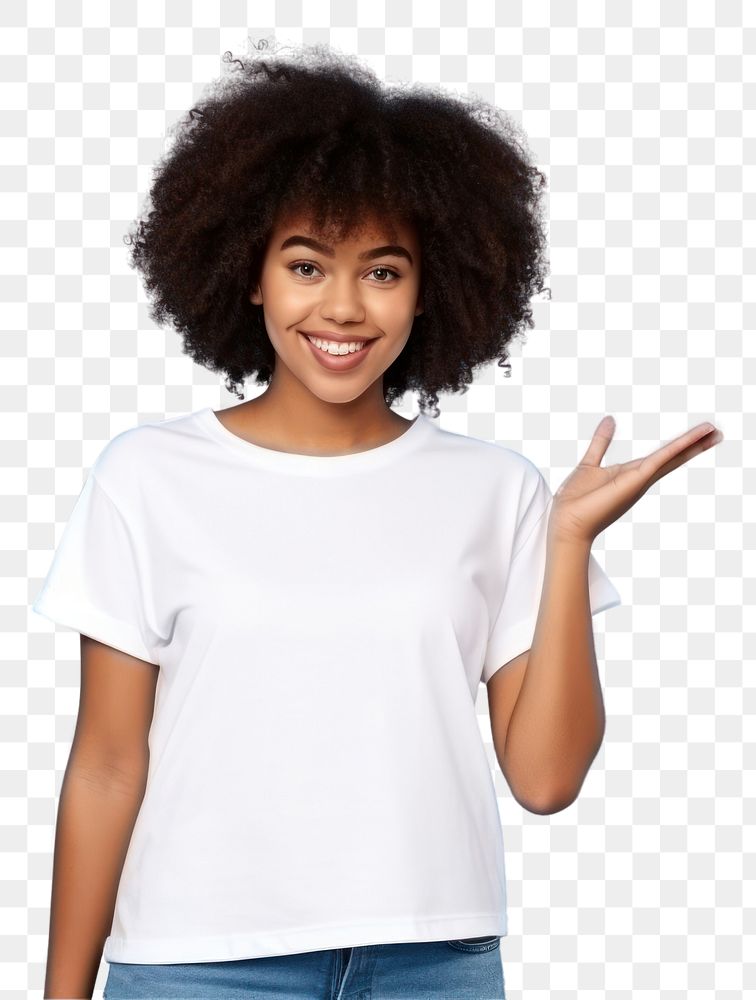 PNG African student girl standing t-shirt smile. AI generated Image by rawpixel.