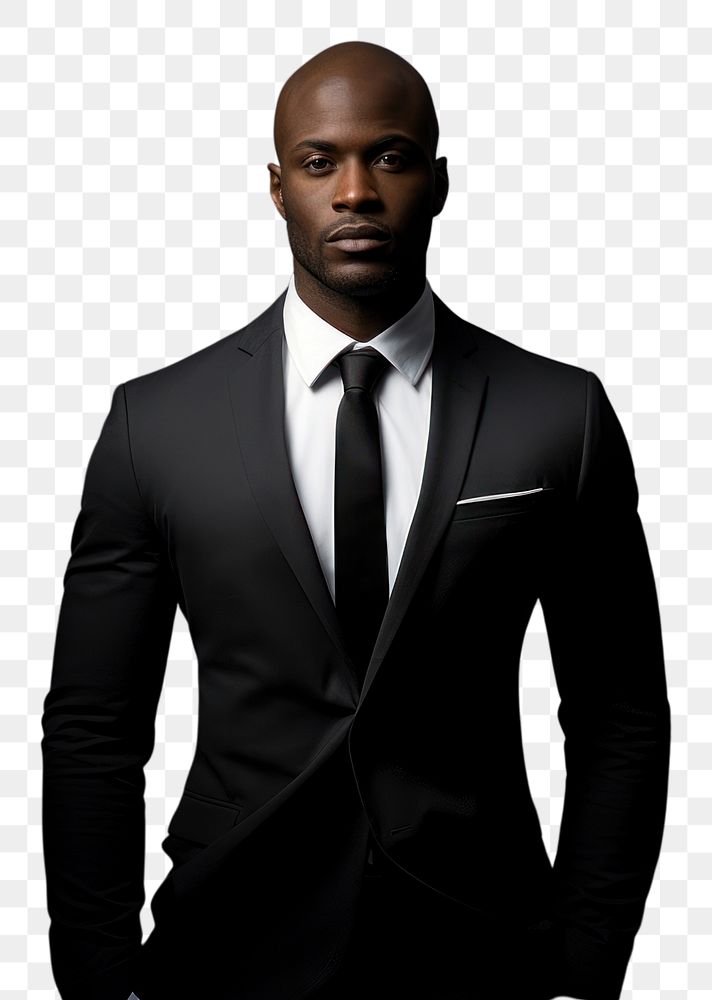 PNG Black businessman portrait tuxedo person. AI generated Image by rawpixel.