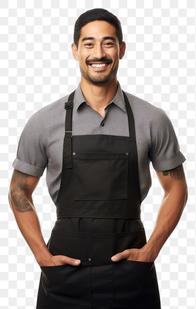 PNG Mixed race japanese man apron smiling adult