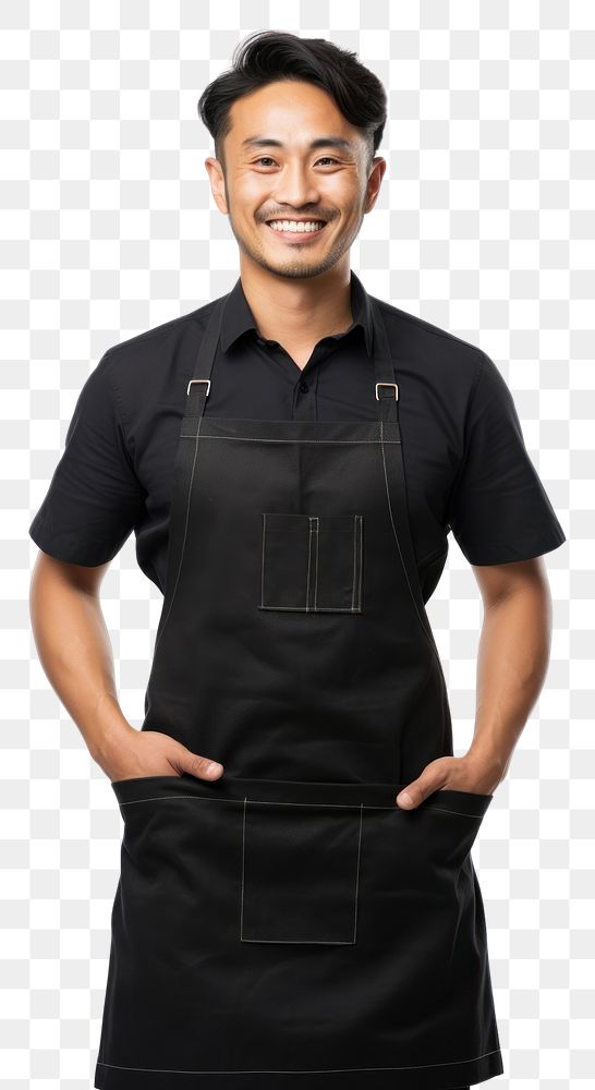PNG Mixed race japanese man apron smiling adult. AI generated Image by rawpixel.