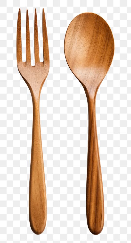 PNG Spoon and fork wood white background silverware simplicity. AI generated Image by rawpixel.