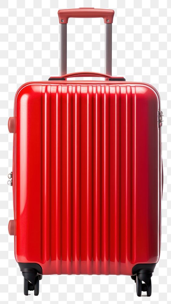 PNG Red suitcase for travel luggage white background architecture. AI generated Image by rawpixel.