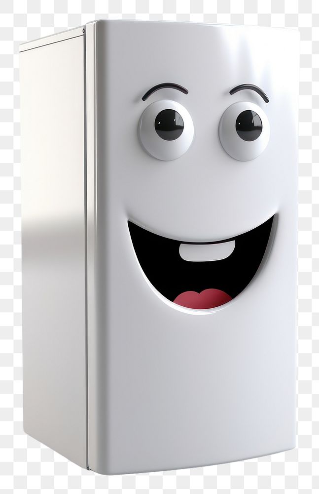 PNG  Refridgerator cartoon white face. AI generated Image by rawpixel.