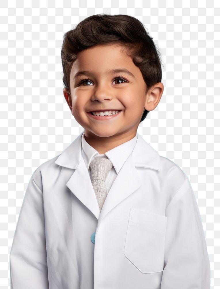 PNG  Lab gown portrait smiling child. AI generated Image by rawpixel.