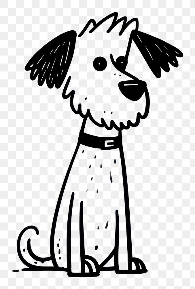 PNG Black and white minimalist Hand Drawn of dog drawing cartoon sketch. AI generated Image by rawpixel.