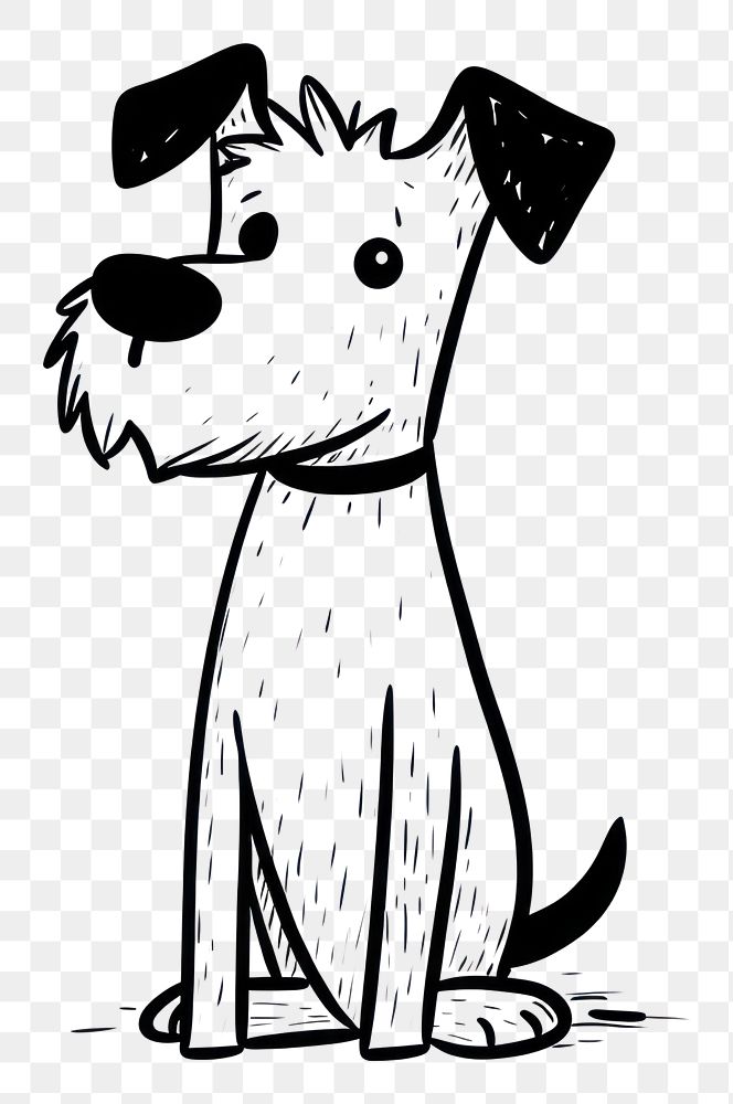 PNG Black and white minimalist Hand Drawn of dog drawing terrier cartoon. AI generated Image by rawpixel.