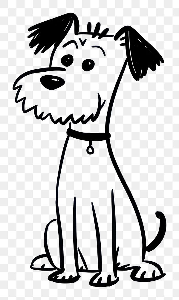 PNG Black and white minimalist Hand Drawn of dog drawing cartoon mammal. AI generated Image by rawpixel.
