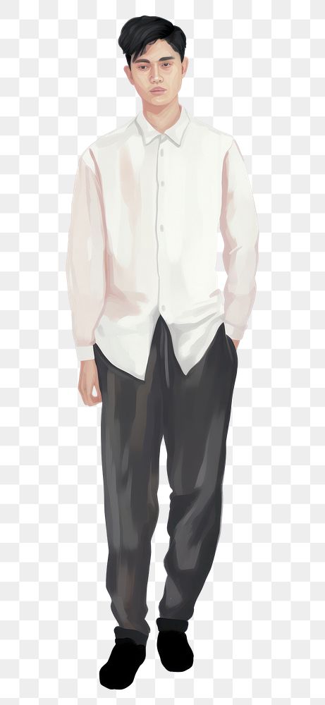 PNG Man dresses blank white mandarin collar shirt sleeve adult white background. AI generated Image by rawpixel.
