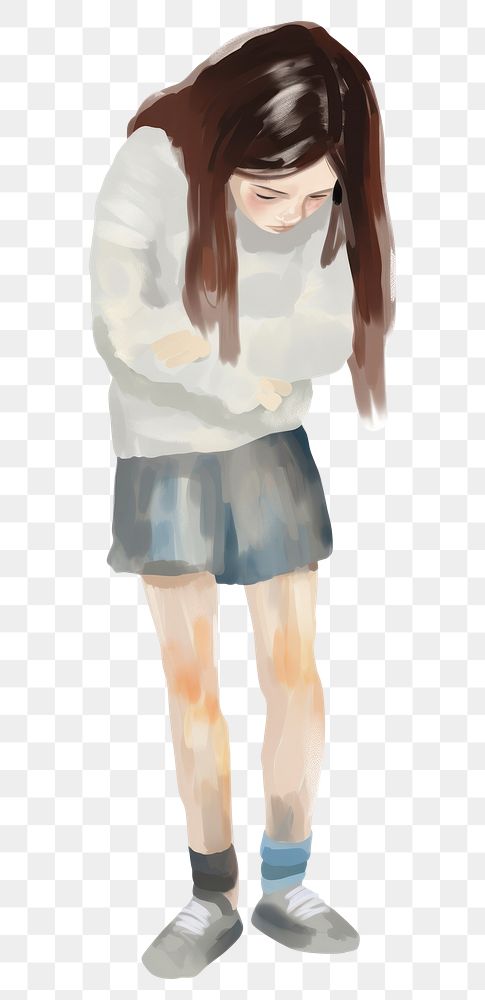 PNG Girl crying painting shorts skirt. AI generated Image by rawpixel.