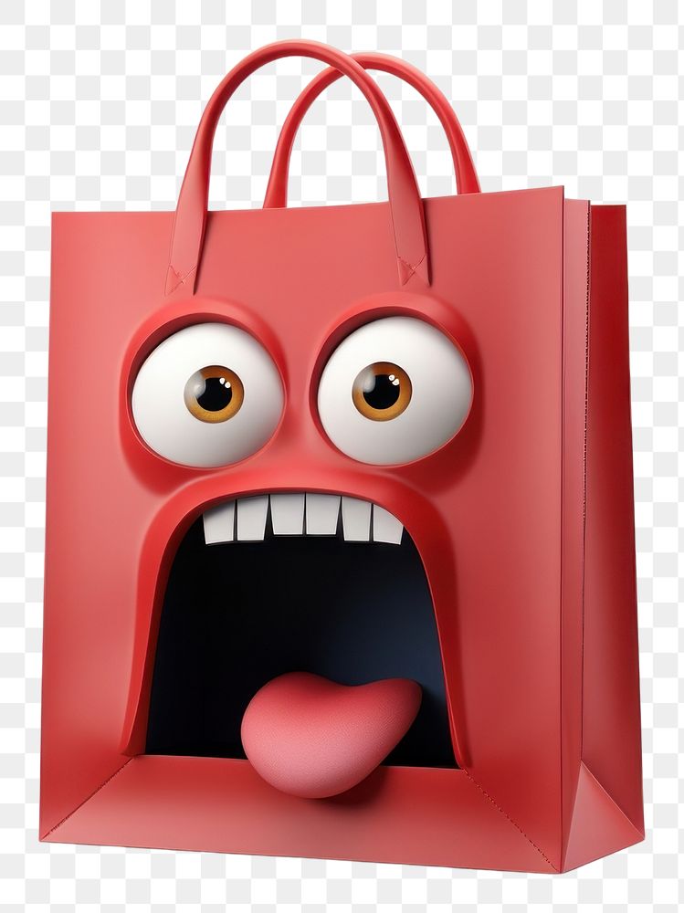 PNG  Shopping bag handbag cartoon anthropomorphic. AI generated Image by rawpixel.
