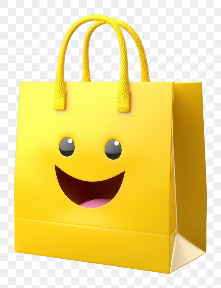 PNG  Shopping bag handbag cartoon face. AI generated Image by rawpixel.