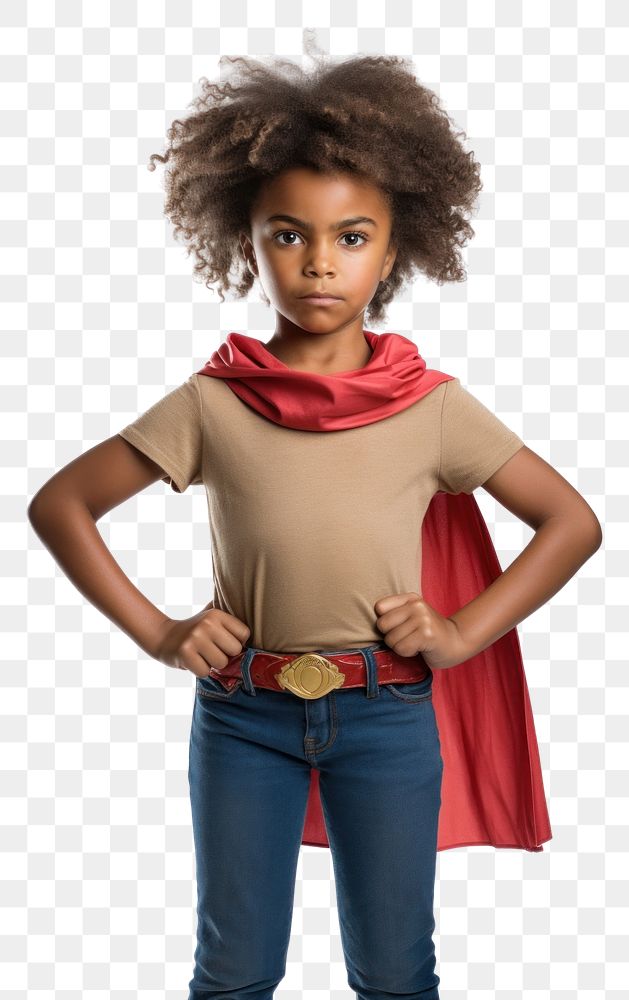PNG A young girl in a homemade superhero costume portrait standing face. AI generated Image by rawpixel.