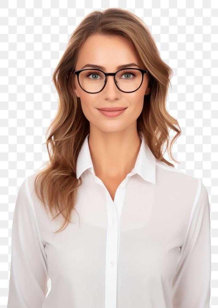 PNG Business person woman glasses portrait blouse. AI generated Image by rawpixel.