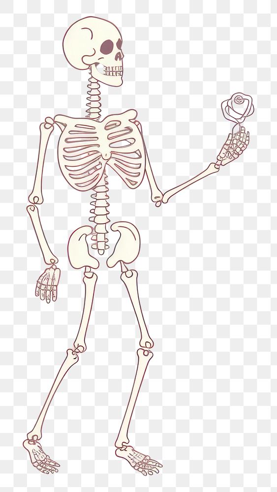 PNG Skeleton holding a heart creativity cartoon drawing. AI generated Image by rawpixel.