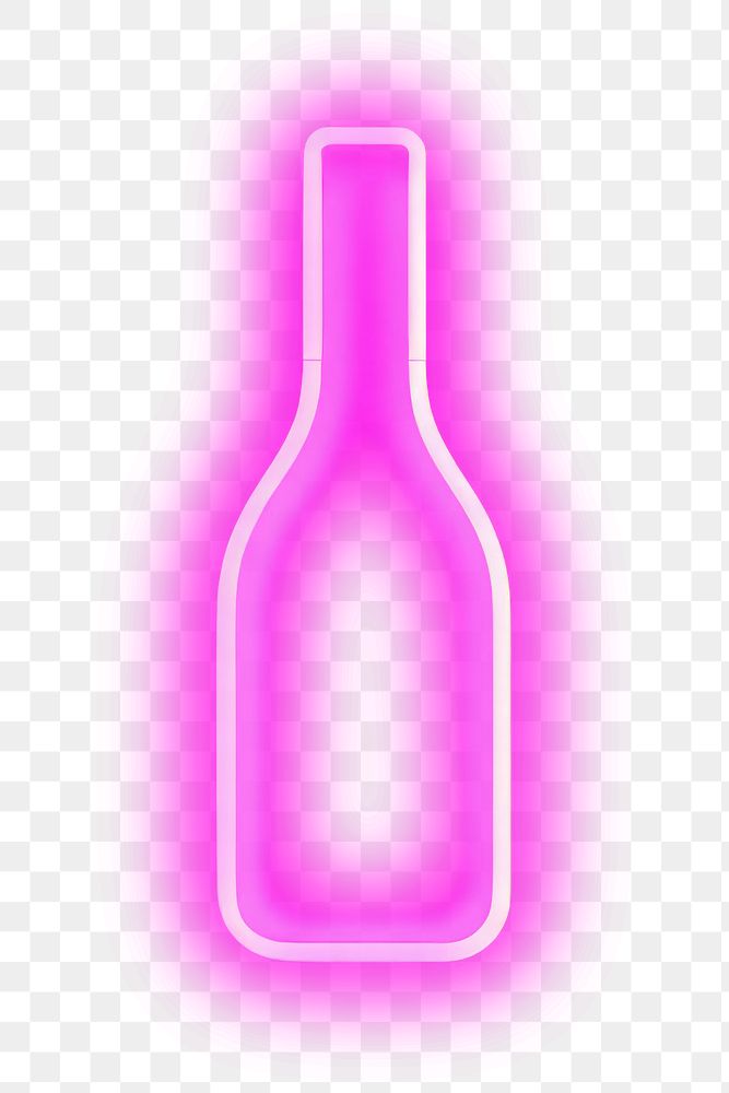 PNG Pastel neon wine bottle light purple illuminated. AI generated Image by rawpixel.