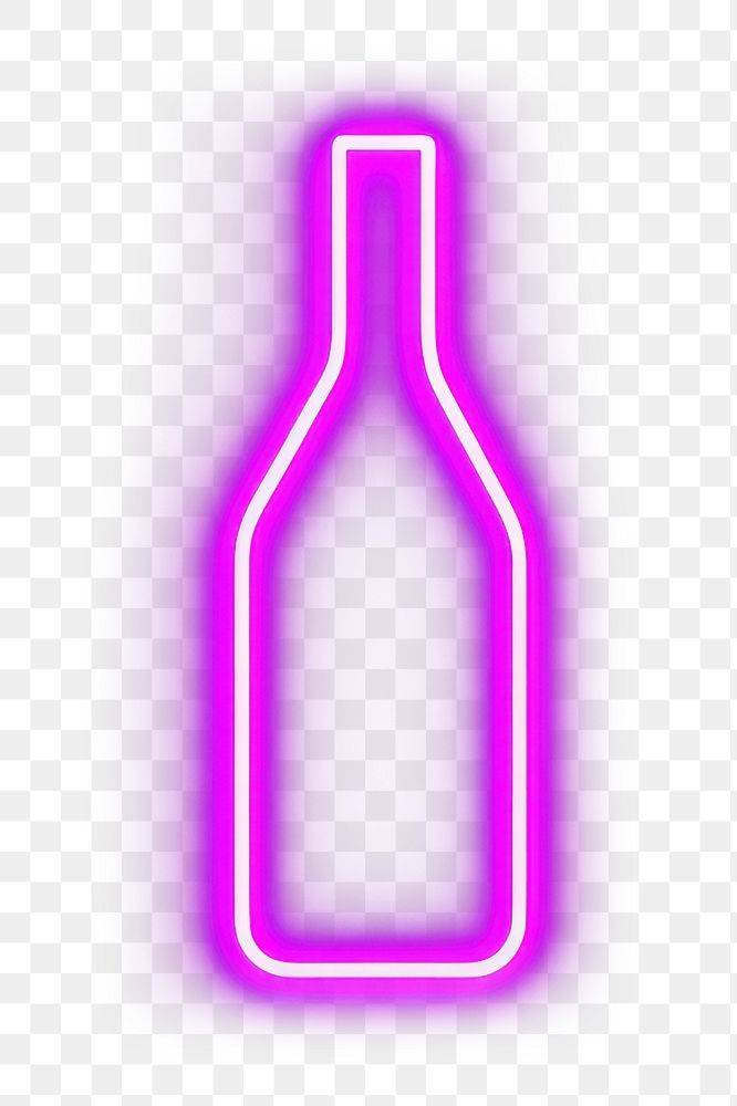 PNG Pastel neon wine bottle light purple sign. AI generated Image by rawpixel.