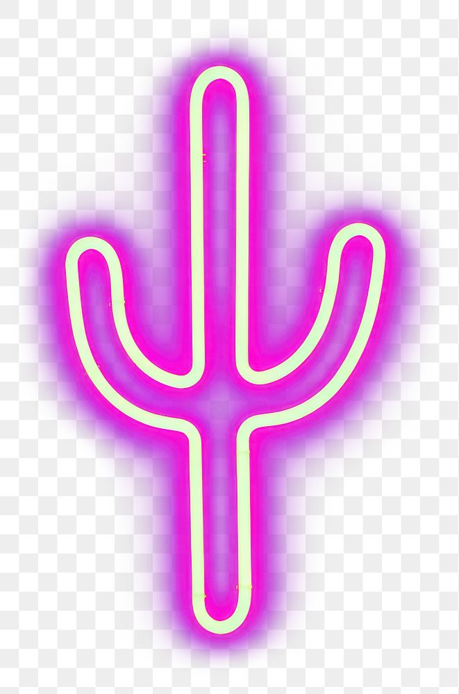 PNG Pastel neon cactus light symbol sign. AI generated Image by rawpixel.