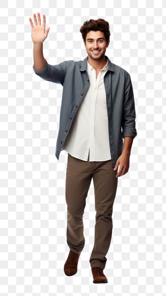 PNG Handsome man waving standing shirt adult. AI generated Image by rawpixel.
