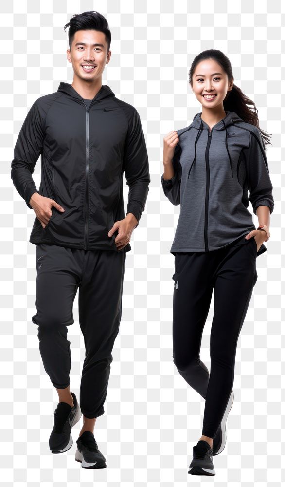 PNG Man and woman jogging sports sleeve. AI generated Image by rawpixel.