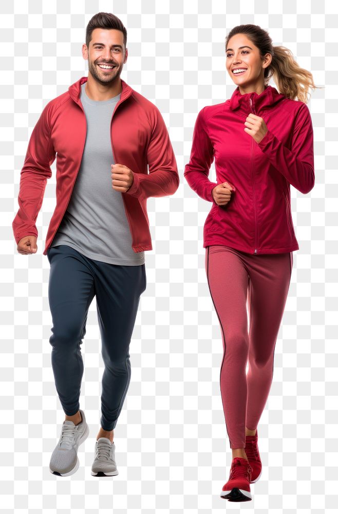 PNG Man and woman jogging running sweatshirt