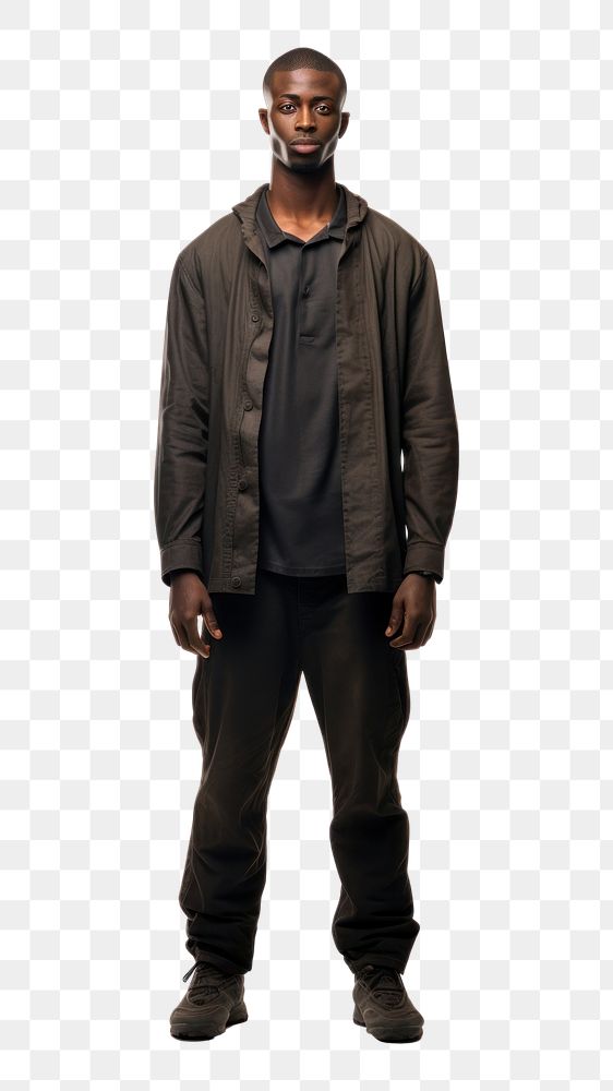 PNG Black man overcoat portrait standing. AI generated Image by rawpixel.