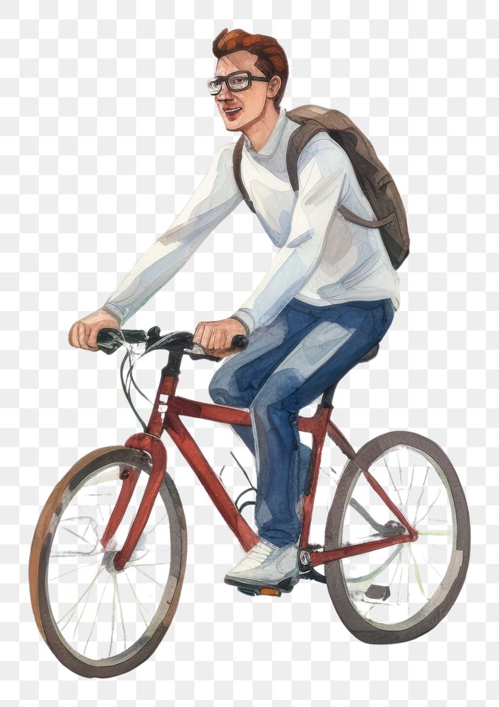 PNG  A man riding a bike bicycle vehicle cycling. AI generated Image by rawpixel.