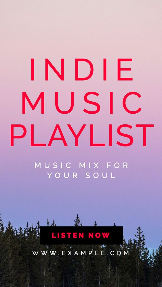 Indie playlist social story template, editable design for Instagram