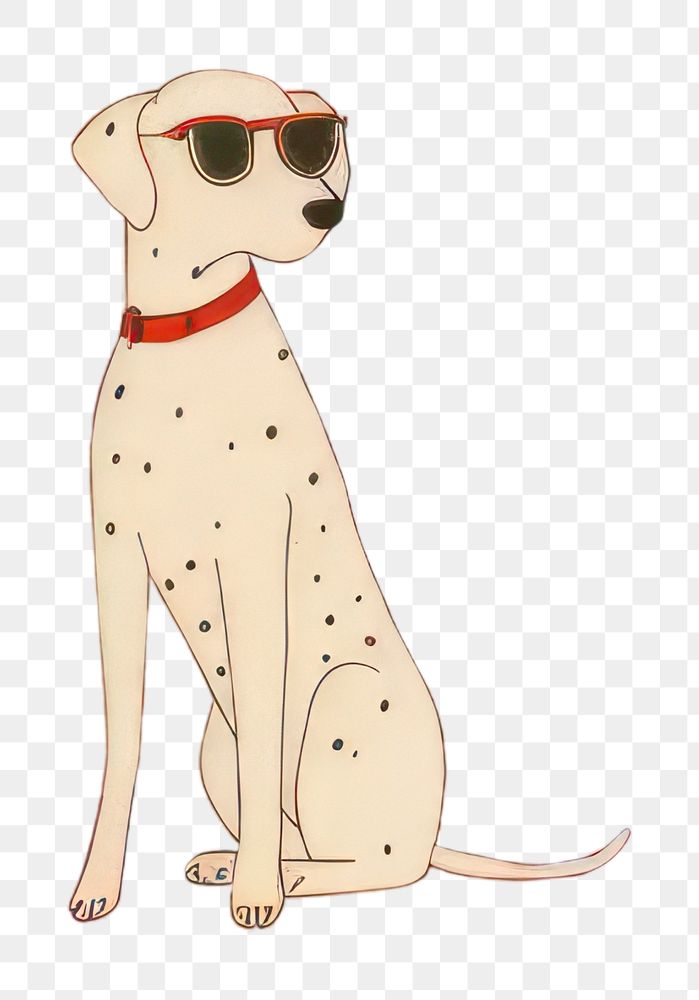 PNG A dalmatian dog wearing sunglasses on a yellow background cartoon animal mammal. AI generated Image by rawpixel.