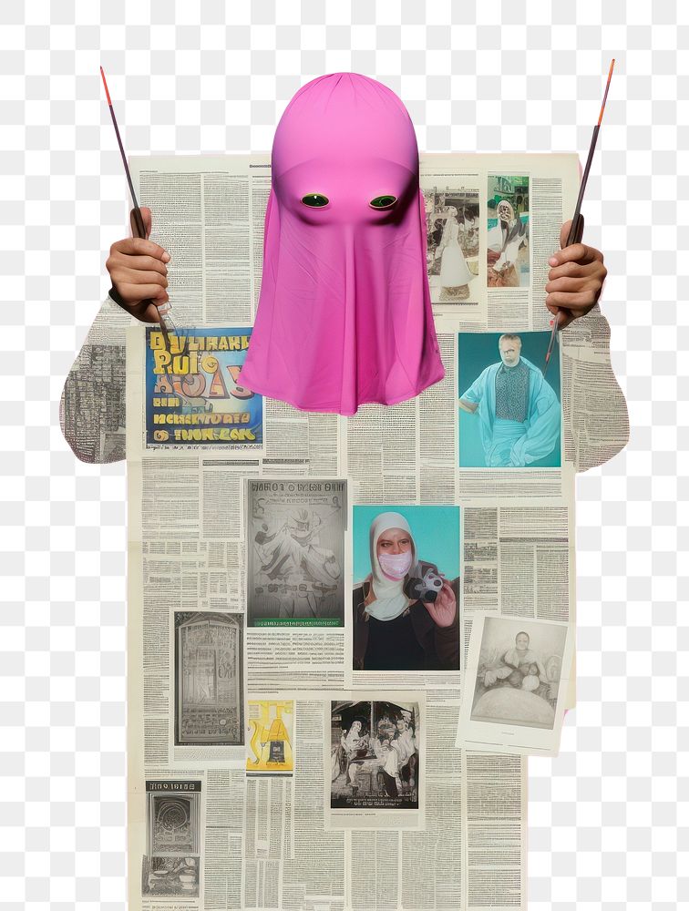 PNG Pop islam art collage represent of islam culture newspaper female person.