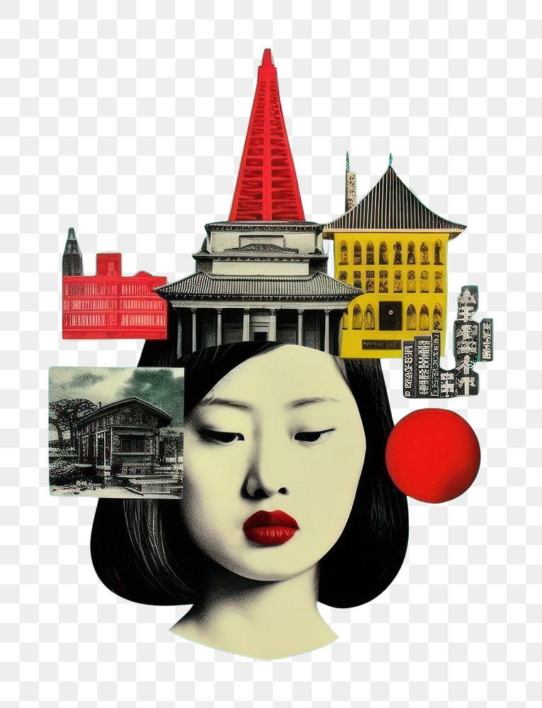 PNG Pop japan traditional art collage represent of japan culture advertisement brochure female.