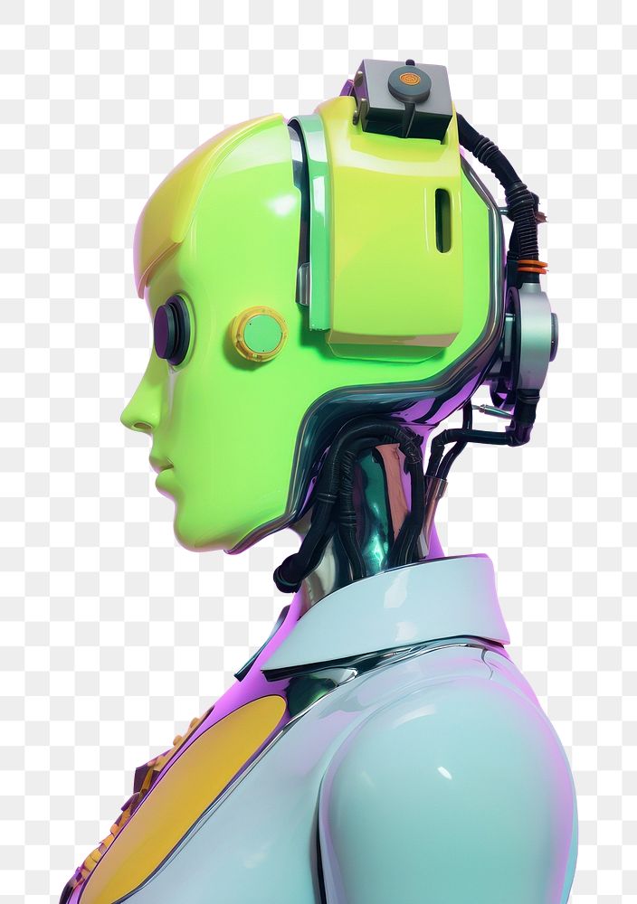 PNG  Portrait photo of the cybernatic robot helmet female person