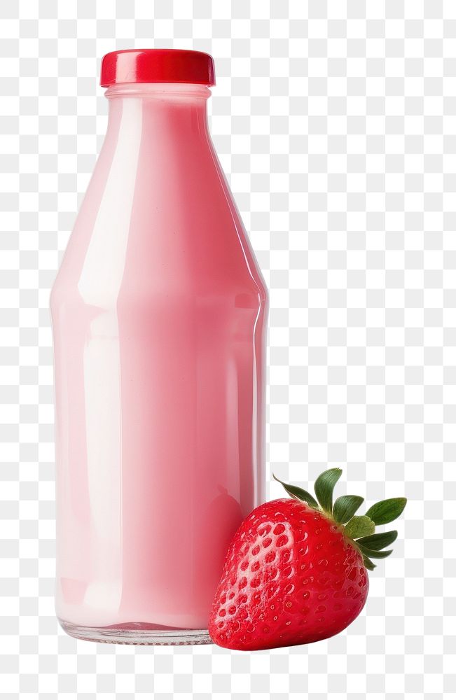 PNG  Strawberry milk bottle beverage produce ketchup.