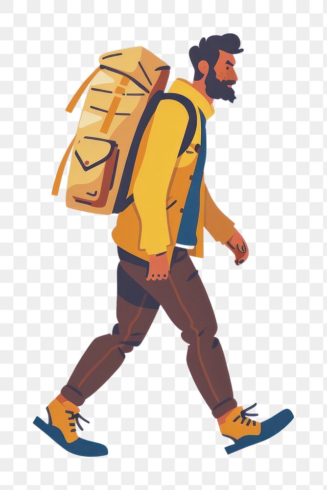 PNG  Man backpacker walking backpacking person human.