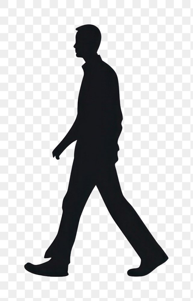 PNG Flat Vector illustration walking man icon silhouette person human.