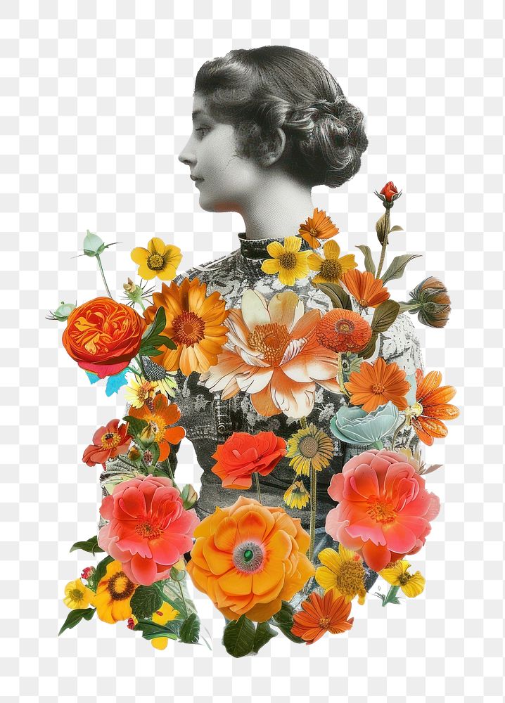 Paper collage of mother flower art graphics