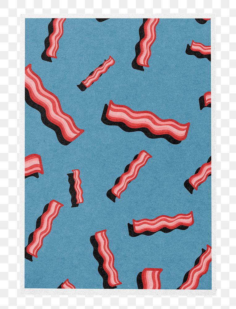 Bacon pattern png poster sticker, transparent background