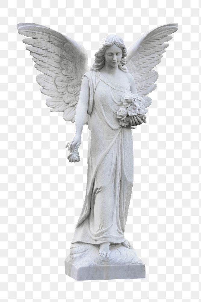 Angel sculpture png sticker, transparent background