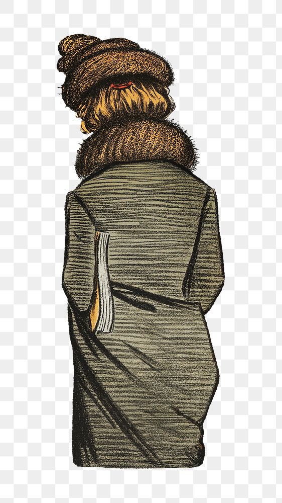 PNG Victorian woman, rear view illustration by J. M. Barrie, transparent background.  Remixed by rawpixel. 