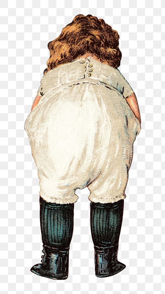 PNG Little kid rear view, vintage illustration by James Pyle, transparent background.  Remixed by rawpixel. 
