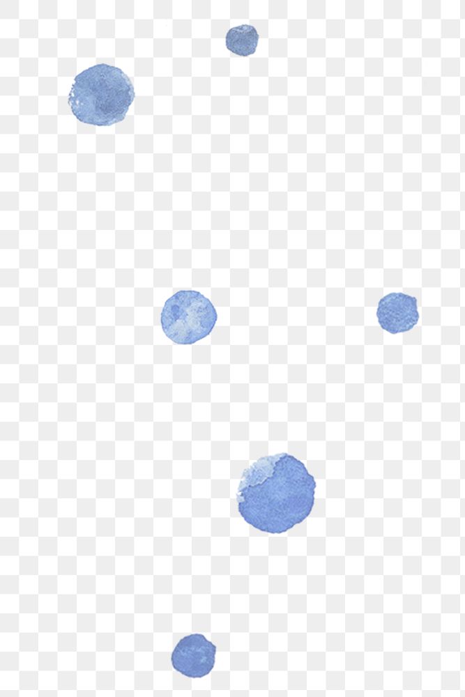 Png blue watercolor dots on transparent background