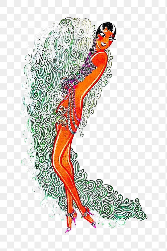 Beautiful woman png chromolithograph art, transparent background. Remixed by rawpixel. 