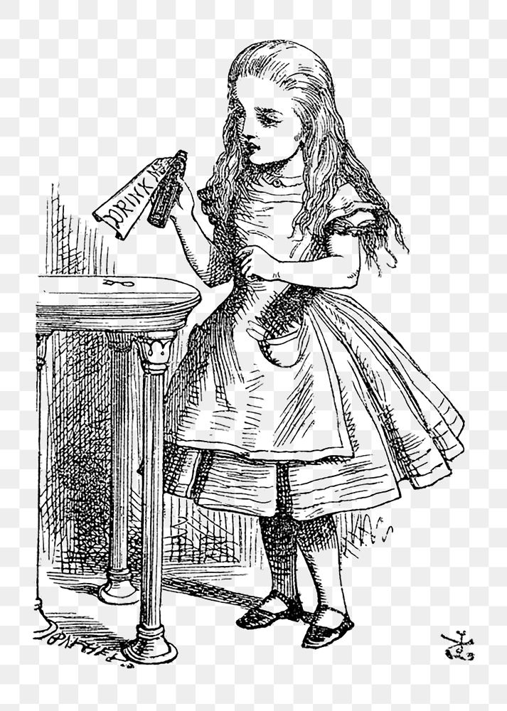 Png Alice's Adventures in Wonderland (1865) by John Tenniel collage element, transparent background