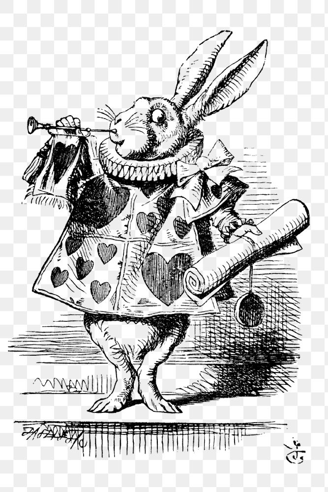 Png The White Rabbit, a character from  Alice's Adventures in Wonderland (1865) by John Tenniel collage element, transparent…