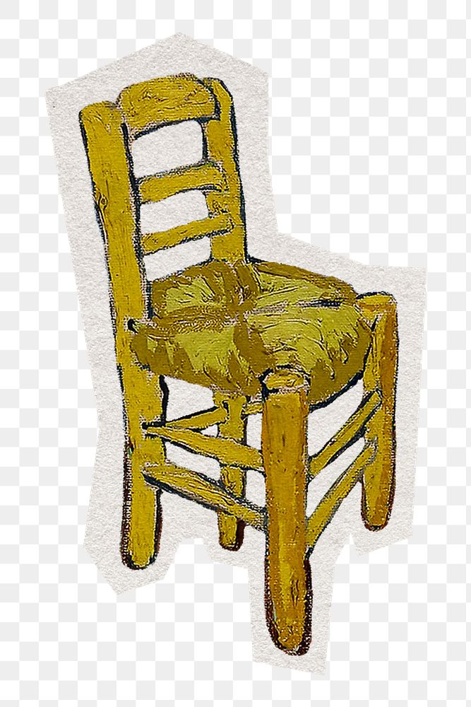 Van Gogh's png chair sticker, transparent background, remixed by rawpixel.