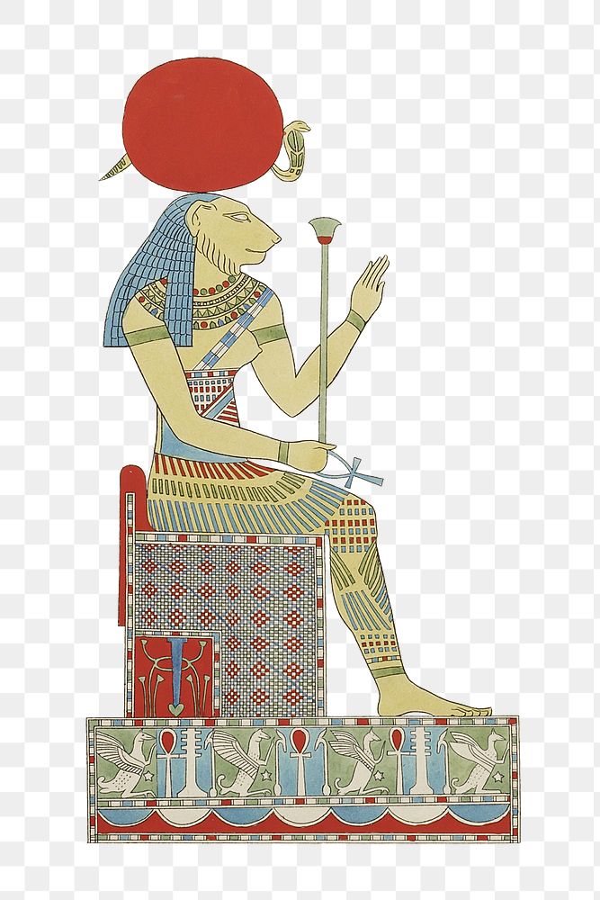 Egypt god png vintage illustration, transparent background