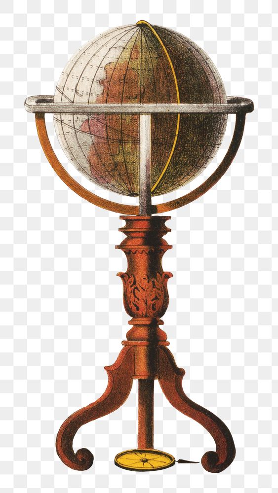 Globe stand png, Masonic chart of the Scottish rite illustration on transparent background. Remixed by rawpixel.