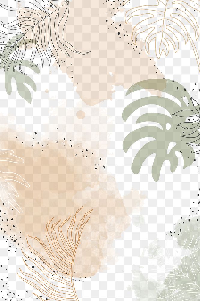 Botanical watercolor png transparent background, earth tone illustration