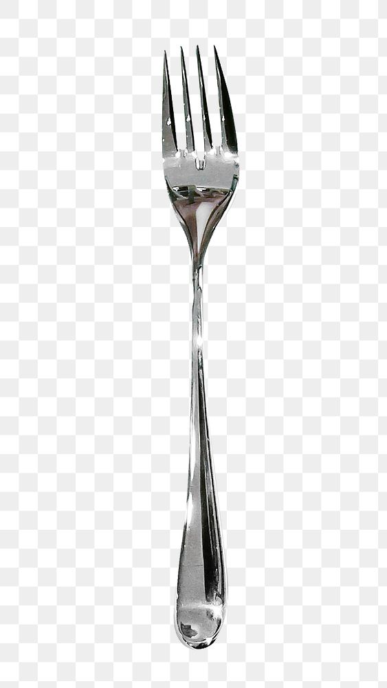 Png metal fork, isolated object, transparent background