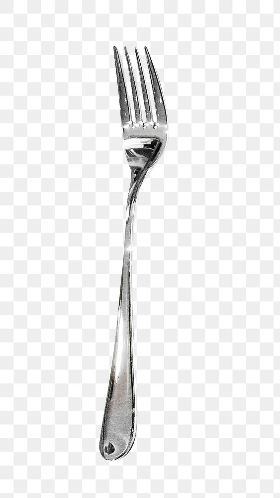Png metal fork, isolated object, transparent background